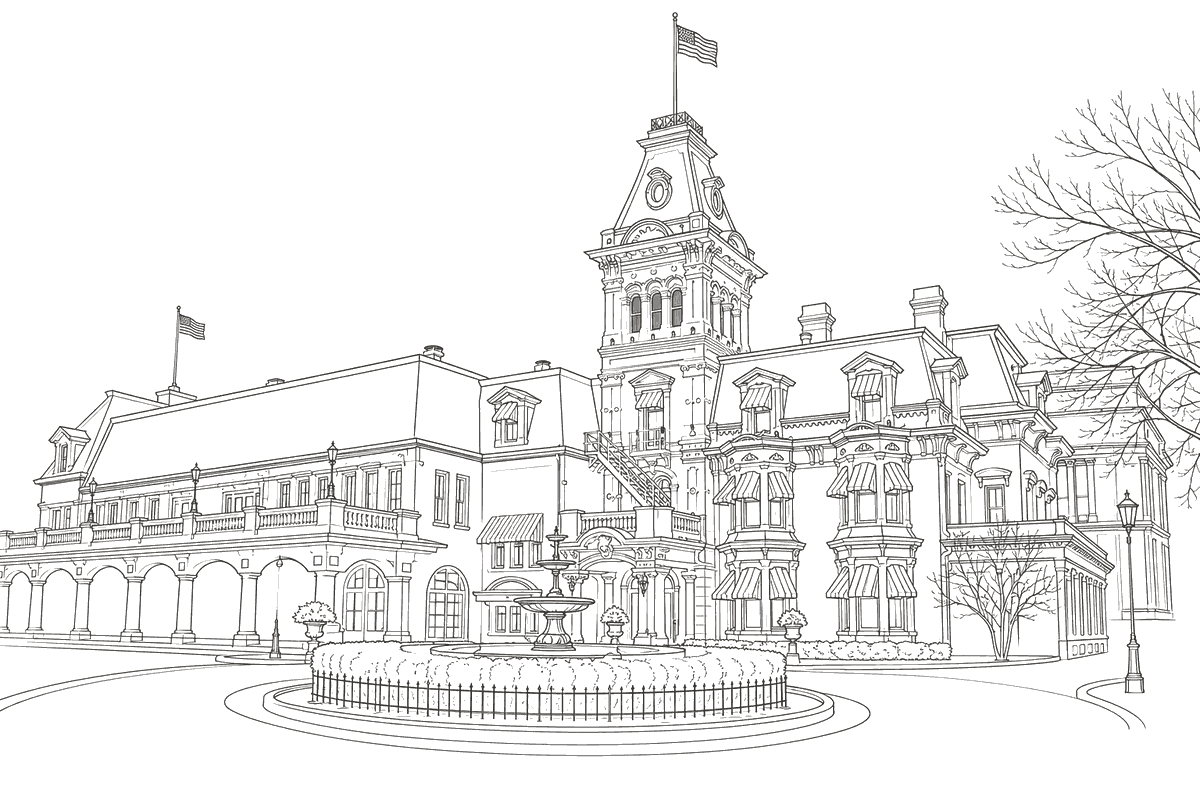Line drawing of The Wisconsin Club, Milwaukee